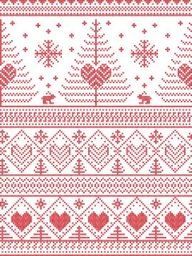 Xmas nordic tall pattern Stock Illustration