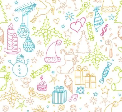 Xmas objects seamless pattern Stock Illustration