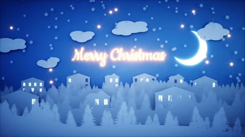 Xmas paper flat animation. Happy new year and xmas background. Snowfall 스톡 동영상 133845330