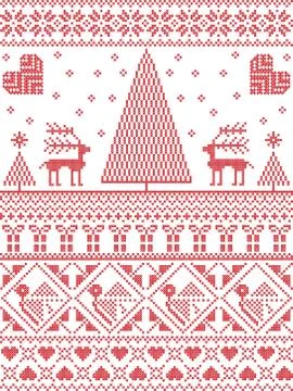 Xmas pattern with birds xmas trees Stock Illustration