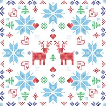 Xmas pattern in square shape with reindeers イラスト素材
