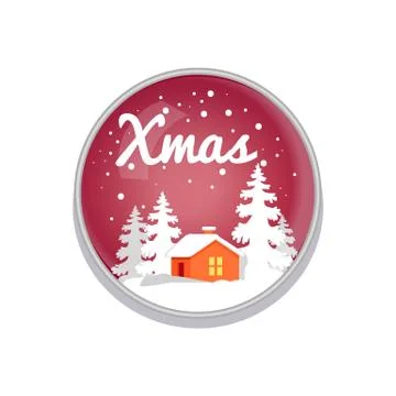 Xmas Push-button Depict on Red Vector Illustration Stock Illustration