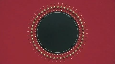 Xmas red background. Abstract frame for text. Golden spheres rotate. Stock Footage 141560045