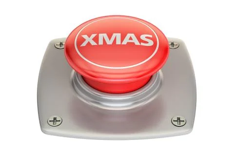 Xmas Red Button, 3D rendering 스톡 일러스트