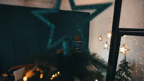 Xmas room green interior camera move Stock Footage 120614009