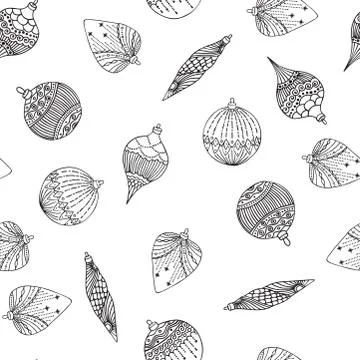 Xmas Seamless pattern with Christmas tree balls hand drawn art design vector イラスト素材