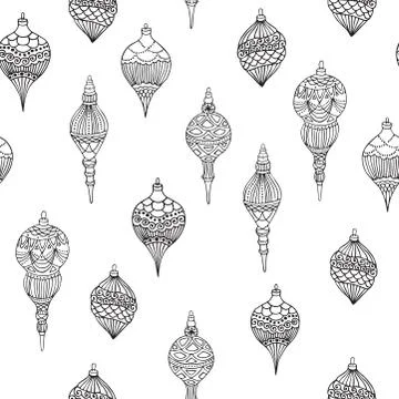 Xmas Seamless pattern with Christmas tree balls hand drawn art design vector イラスト素材