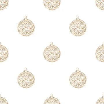 Xmas Seamless pattern with Christmas tree balls hand drawn art design vector Stock Illustration