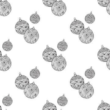 Xmas Seamless pattern with Christmas tree balls hand drawn art design vector 스톡 일러스트