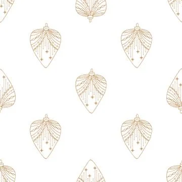 Xmas Seamless pattern with Christmas tree balls hand drawn art design vector Illustrazione stock