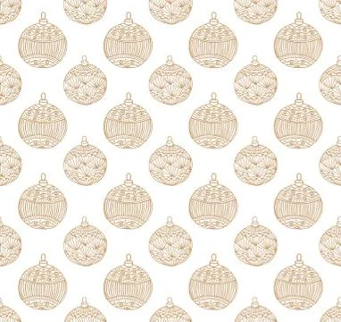 Xmas Seamless pattern with Christmas tree balls hand drawn art design vector Stock Illustration