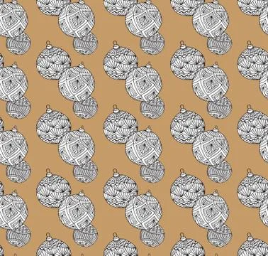 Xmas Seamless pattern with Christmas tree balls hand drawn art design vector 스톡 일러스트