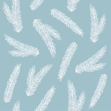 Xmas Seamless pattern with Christmas Tree Decorations, Pine Branches hand drawn Stock Illustration