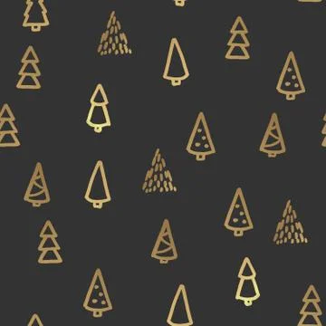 Xmas Seamless pattern with Christmas Tree hand drawn art design vector Stock Illustration