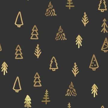 Xmas Seamless pattern with Christmas Tree hand drawn art design vector イラスト素材