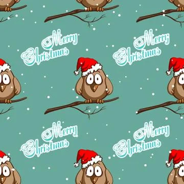 Xmas Seamless Pattern Funny Sparrows Stock Illustration