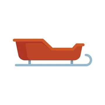 Xmas sleigh icon flat vector. Santa sled Stock Illustration