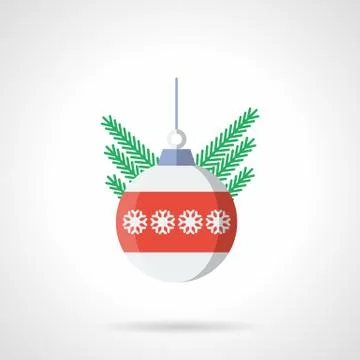 Xmas sphere bauble flat color vector icon Stock Illustration