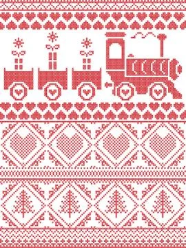 Xmas tall pattern with gravy train and xmas presents Stock Illustration
