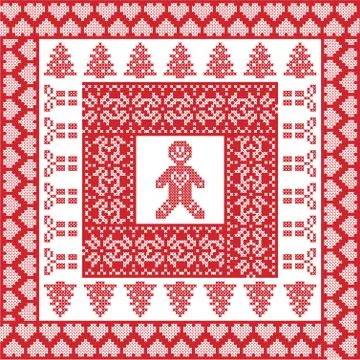 Xmas tile with gingerbread man Stock Illustration