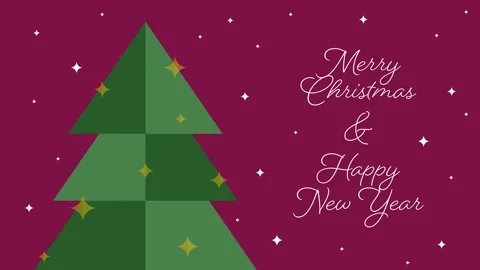 Xmas tree animation, lights and sparkles with Merry Christmas and Happy New Year 스톡 동영상 294729078