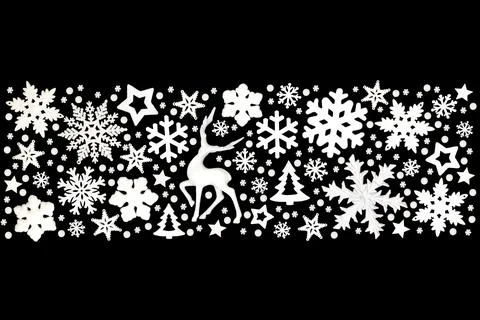 Xmas Tree Concept Shape with White Frosted Decorations Stock Photos