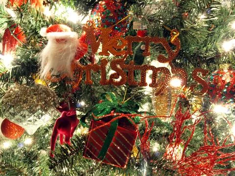 Xmas tree decor backrop Stock Photos