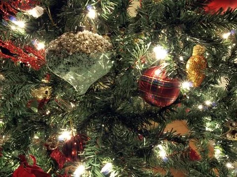 Xmas tree decor backrop Stock Photos