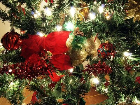 Xmas tree decor backrop Stock Photos