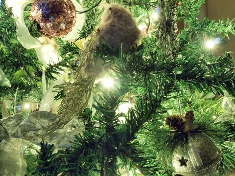 Xmas tree decor backrop Stock Photos