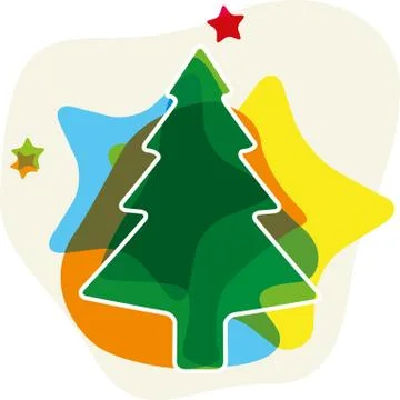 Xmas tree icon with transparency effect. Plain style. Stock Illustration