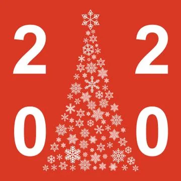 Xmas tree  with small flake isolated on white background . Abstract modern pa Stock Illustration