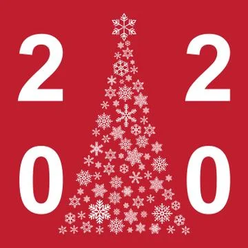 Xmas tree  with small flake isolated on white background . Abstract modern pa Stock Illustration
