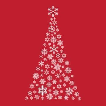 Xmas tree  with small flake isolated on color background . Abstract modern pa Stock Illustration