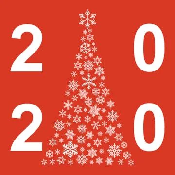 Xmas tree  with small flake isolated on white background . Abstract modern pa Stock Illustration
