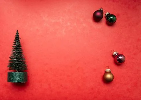 Xmas tree,  there is a blank space to write a message mockup Stock Photos