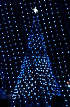 Xmas tree through led lights Stock Photos