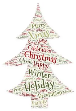 Xmas Tree Word Cloud Stock Illustration
