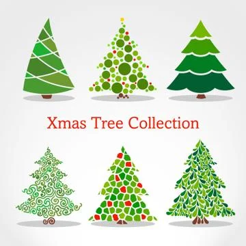 Xmas trees collection 스톡 일러스트