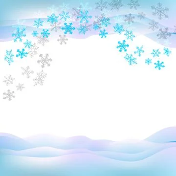 Xmas vector with clouds, snowflakes and snowdrifts Stock Illustration