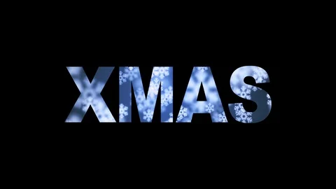 XMAS word text with snow falling mask animation background seamless loop - New Stock Footage 97863534