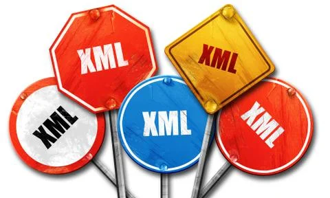 Xml, 3D rendering, rough street sign collection Stock Illustration