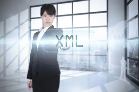 Xml against room with large window showing city Ilustración de archivo