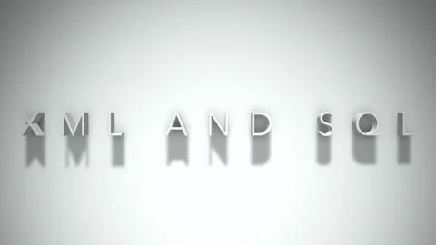 Xml and sql 3D title animation with shadows on a white background Stock Footage 297269075