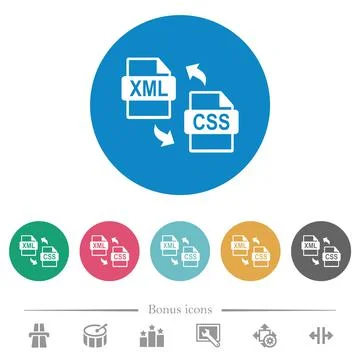 XML CSS file conversion flat round icons Stock Illustration