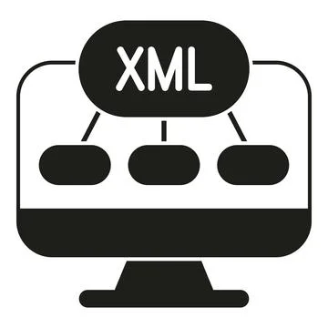 Xml data hierarchy displaying on computer monitor Illustrazione stock