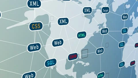 XML Development with digital technology hitech concept Stock Footage 229776624