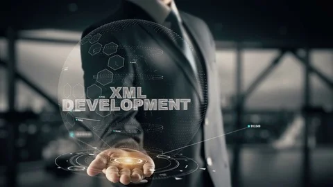 XML Development with hologram businessman concept Video stock 79838226