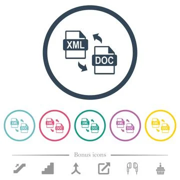 XML DOC file conversion flat color icons in round outlines イラスト素材