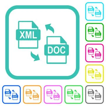 XML DOC file conversion vivid colored flat icons イラスト素材